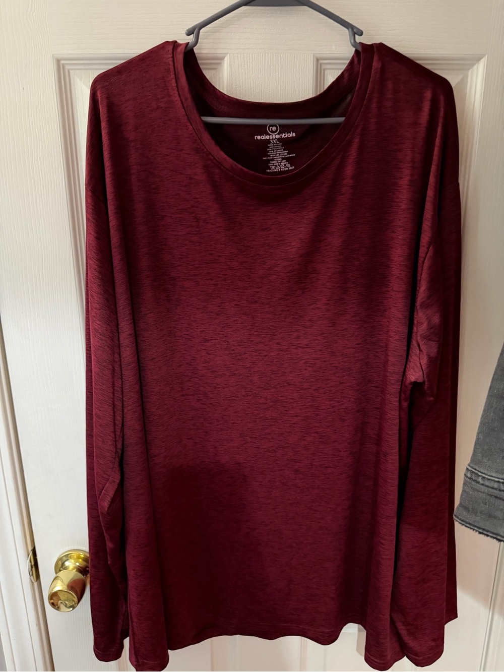 Real Essentials Men’s Long Sleeve Crew Neck Tee — Burgundy, Gray, Teal - Picture 7 of 8